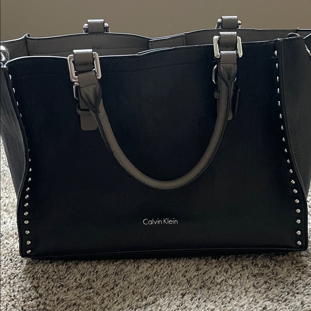 Calvin Klein Black Tote with Silver Accents